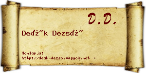 Deák Dezső névjegykártya